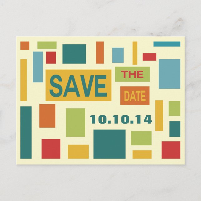 Pop Art Abstract Save The Date Postcard (Front)
