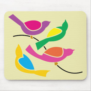 Pop Art Abstract Song Birds Mouse Mat