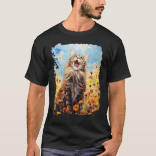 Pop Art Acrylic Painting Maine Coon Cat T-Shirt