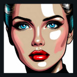 Pop Art Ai Comic Book Woman's Face Poster<br><div class="desc">Comic book style pop art woman with glass like face.</div>