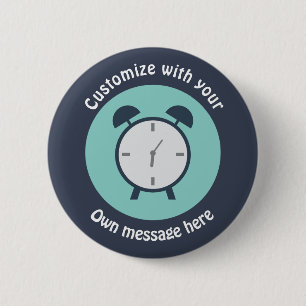 Pop Art Alarm Clock Custom Text 6 Cm Round Badge