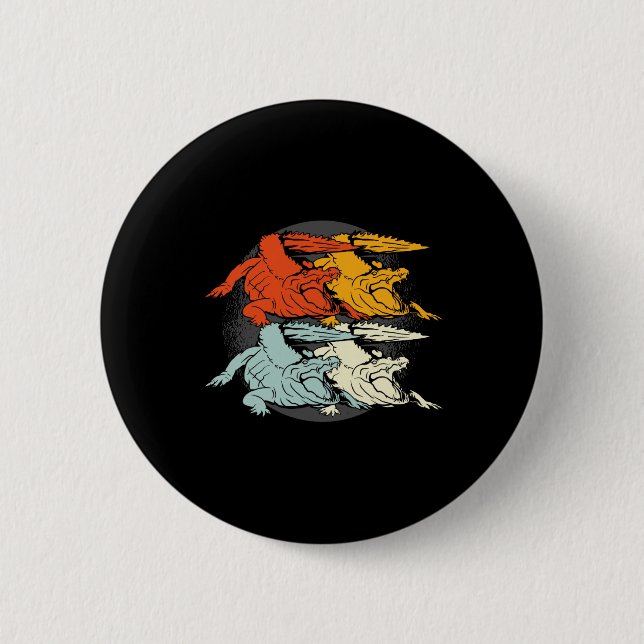 Pop Art Alligator Crocodile  6 Cm Round Badge (Front)