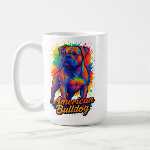 Pop Art American Bulldog – Vibrant Neon Dog Coffee Mug