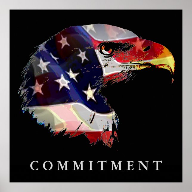 Pop Art American Flag Eagle Commitment Poster (Front)
