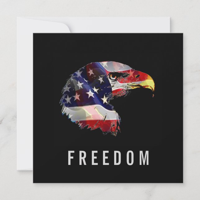 Pop Art American Flag Eagle Freedom Patriot Holiday Card (Front)