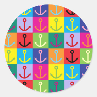 Pop Art Anchor Classic Round Sticker