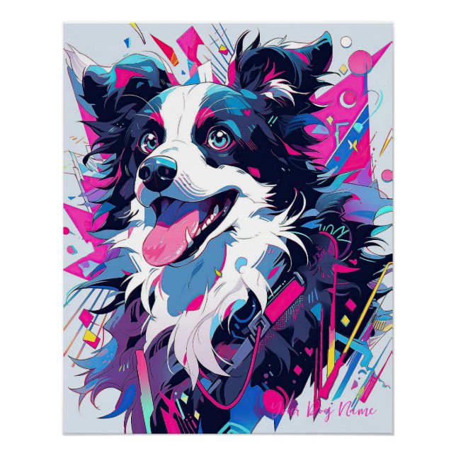 Pop Art Anime Border Collie Dog 005 - Victoria Sas Poster (Front)