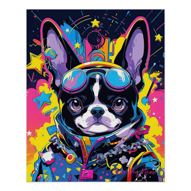 Pop Art Anime Boston Terrier Dog 001 - Victoria Sa Poster (Front)