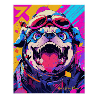 Pop Art Anime Bulldog 001 - Victoria Sasuke Poster