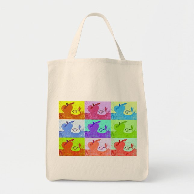 Pop Art Apples Canvas Tote Bag (Front)