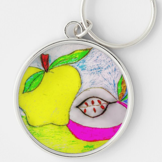 Pop Art Apples Keychain (Front)