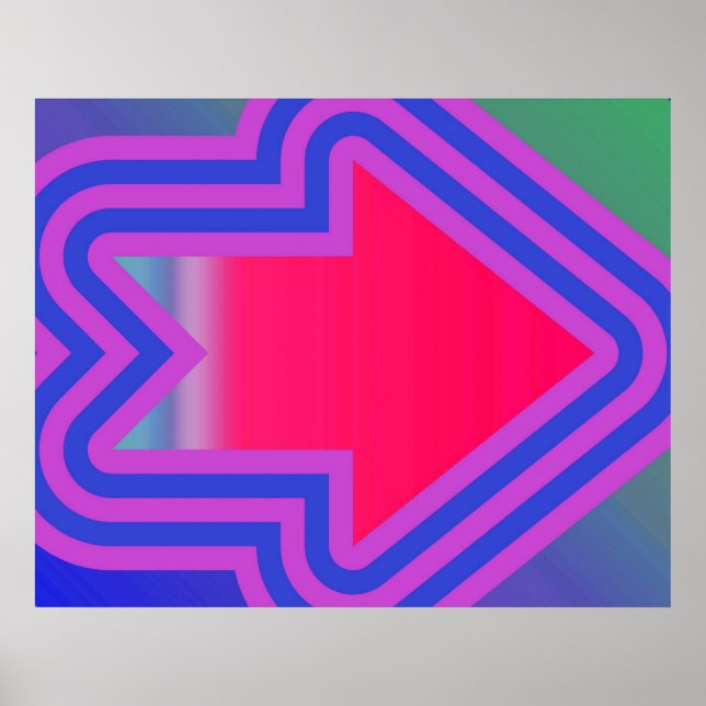 Pop Art Arrow To The Right Blue And Purple Poster (Front)