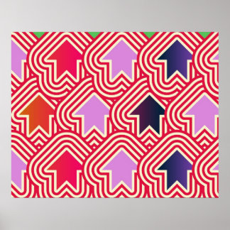 Pop Art Arrows Up Red Violet Blue Poster