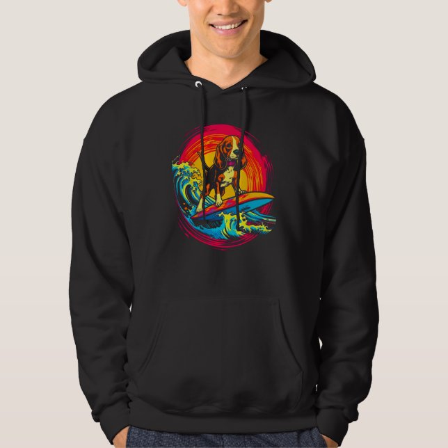 Pop Art Artist Design Beagle Dog Surf Hoodie (Front)