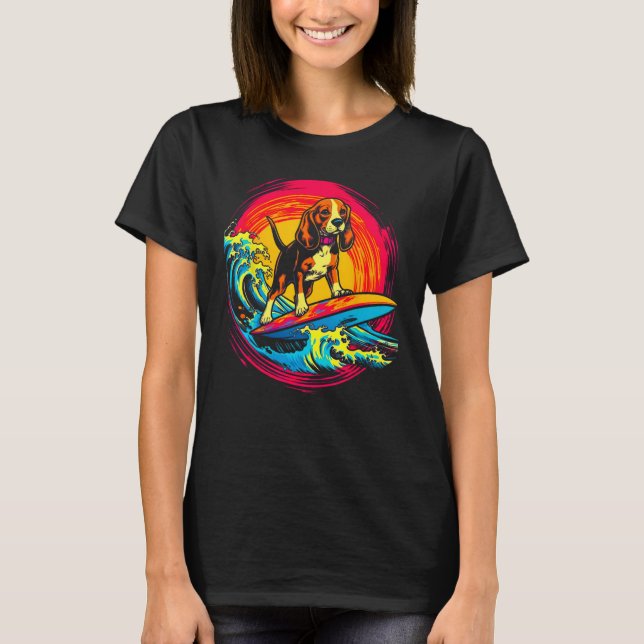 Pop Art Artist Design Beagle Dog Surf T-Shirt (Front)