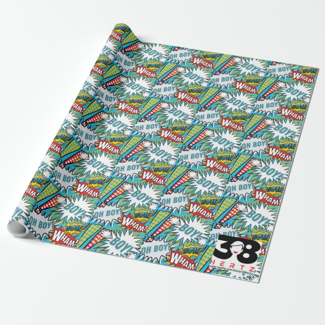 Pop Art Baby Boy Wrapping Paper (Unrolled)
