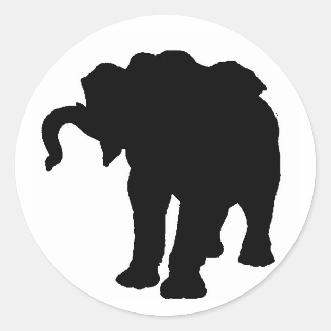 Pop Art Baby Elephant Silhouette Classic Round Sticker (Front)