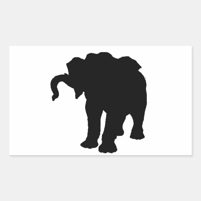 Pop Art Baby Elephant Silhouette Rectangular Sticker (Front)