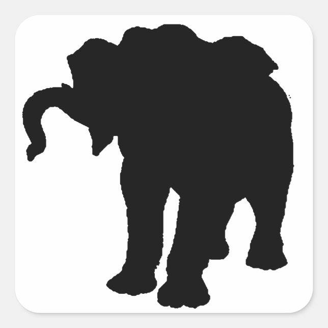 Pop Art Baby Elephant Silhouette Square Sticker (Front)