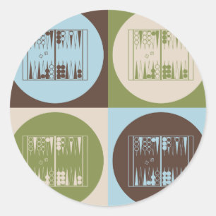 Pop Art Backgammon Classic Round Sticker