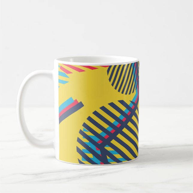 Pop art background, abstract geometric texture. coffee mug (Left)