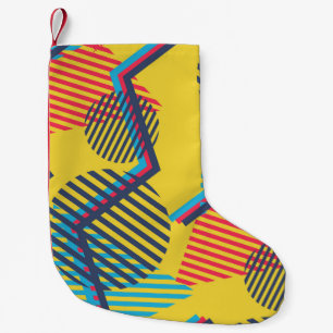 Pop art background, abstract geometric texture. small christmas stocking