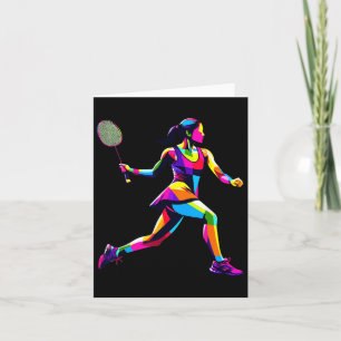 Pop Art Badminton Player Shuttle Women Badmintoner Card