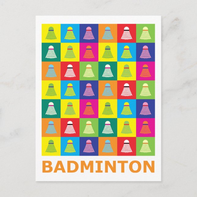 Pop Art Badminton Postcard (Front)