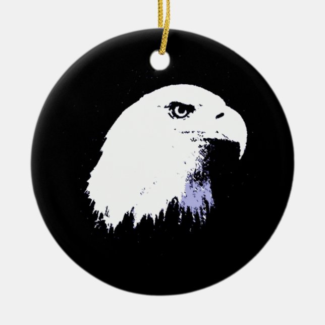 Pop Art Bald Eagle Ceramic Tree Decoration (Front)