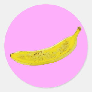 Pop Art Banana in yellow Classic Round Sticker