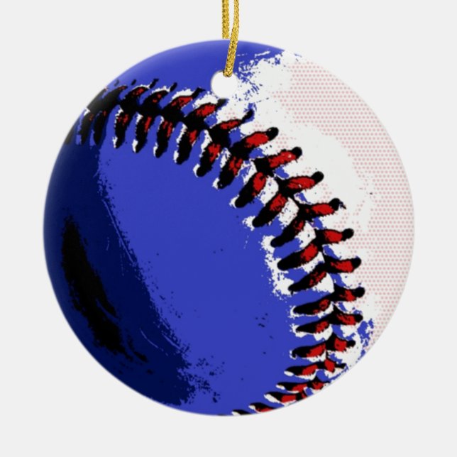 Pop Art Baseball Ceramic Tree Decoration (Front)