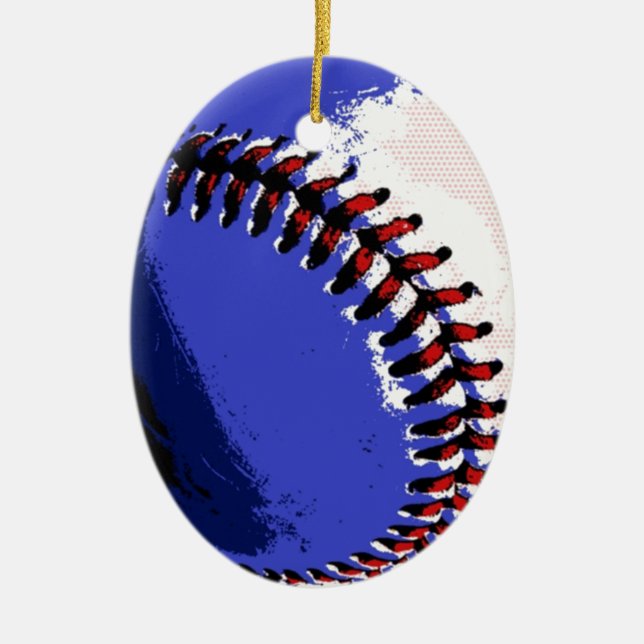 Pop Art Baseball Ceramic Tree Decoration (Front)