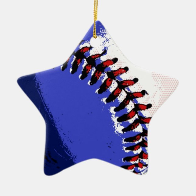 Pop Art Baseball Ceramic Tree Decoration (Front)