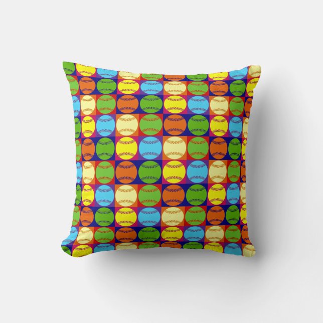 Pop Art Baseballs Pattern Cushion (Front)