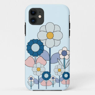 Pop art basic pastel flowers field  iPhone 11 case