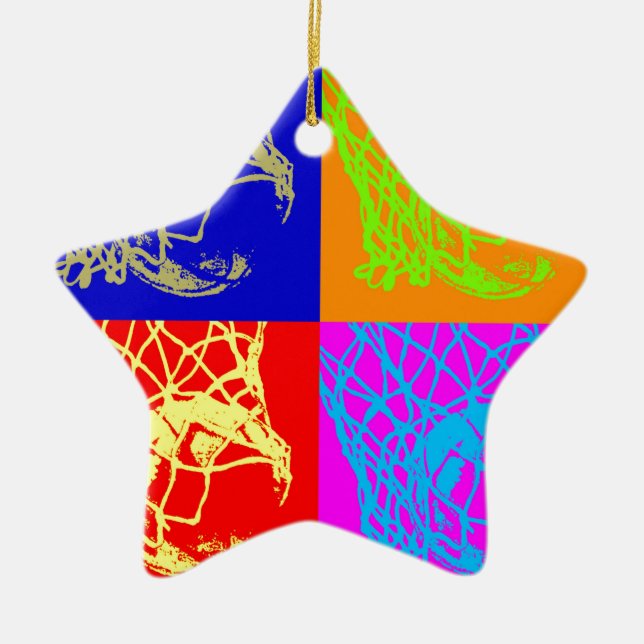 Pop Art Basketball Ceramic Tree Decoration (Front)