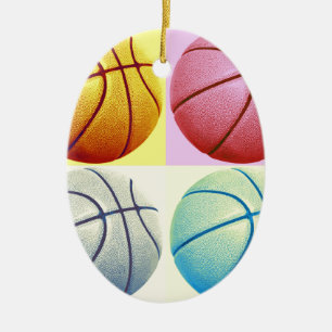 Pop Art Basketball Ceramic Tree Decoration