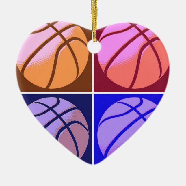 Pop Art Basketball Ceramic Tree Decoration (Front)