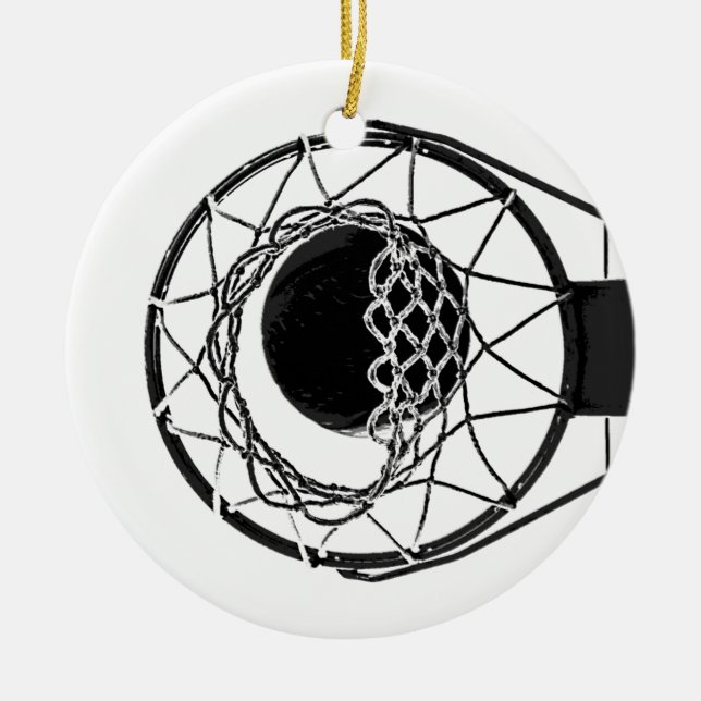 Pop Art Basketball Ceramic Tree Decoration (Front)