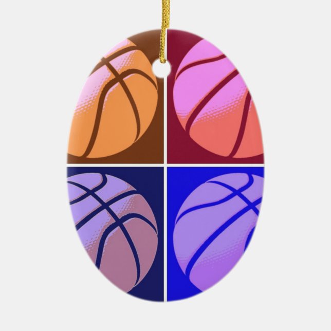 Pop Art Basketball Ceramic Tree Decoration (Front)