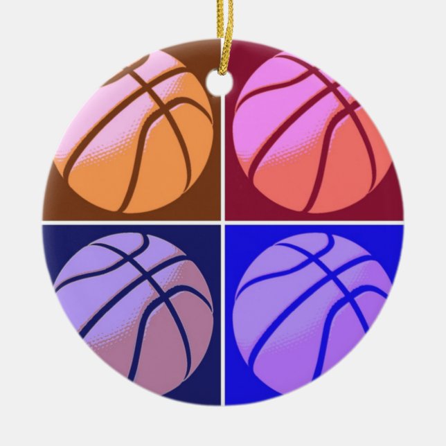 Pop Art Basketball Ceramic Tree Decoration (Front)