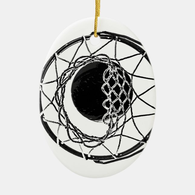Pop Art Basketball Ceramic Tree Decoration (Front)