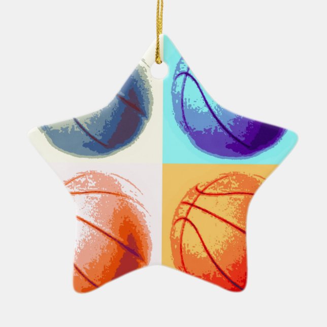 Pop Art Basketball Ceramic Tree Decoration (Front)