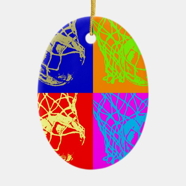Pop Art Basketball Ceramic Tree Decoration (Front)