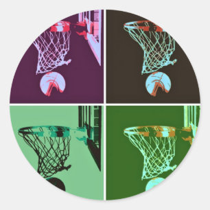 Pop Art Basketball Classic Round Sticker