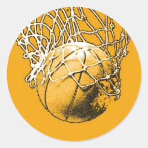 Pop Art Basketball Classic Round Sticker