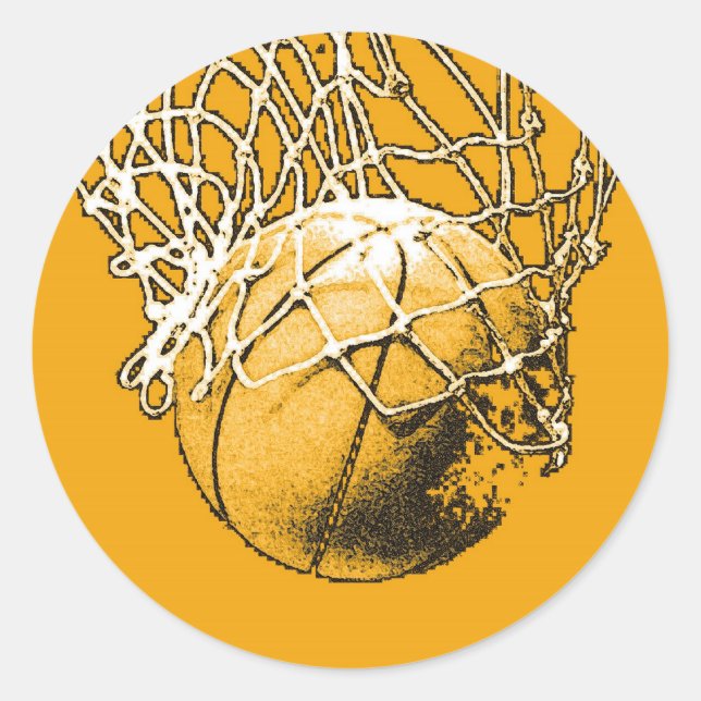 Pop Art Basketball Classic Round Sticker (Front)
