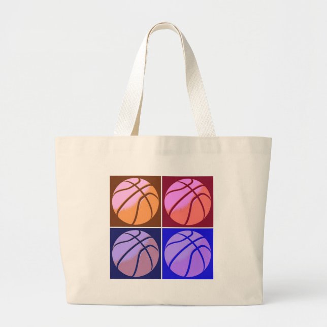 Pop Art Basketball Large Tote Bag (Front)