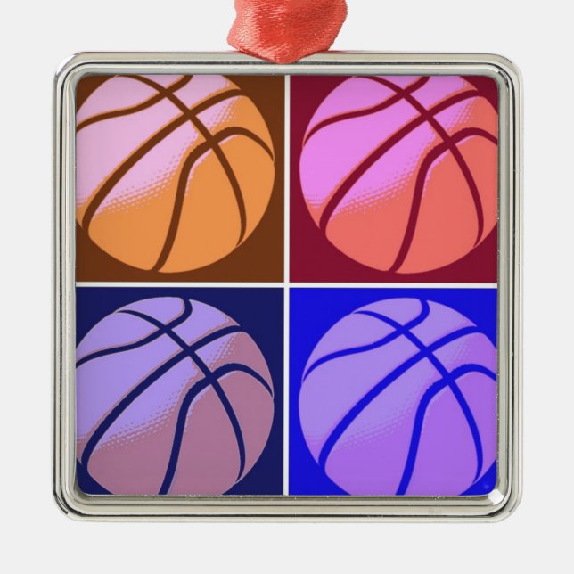 Pop Art Basketball Metal Tree Decoration (Front)