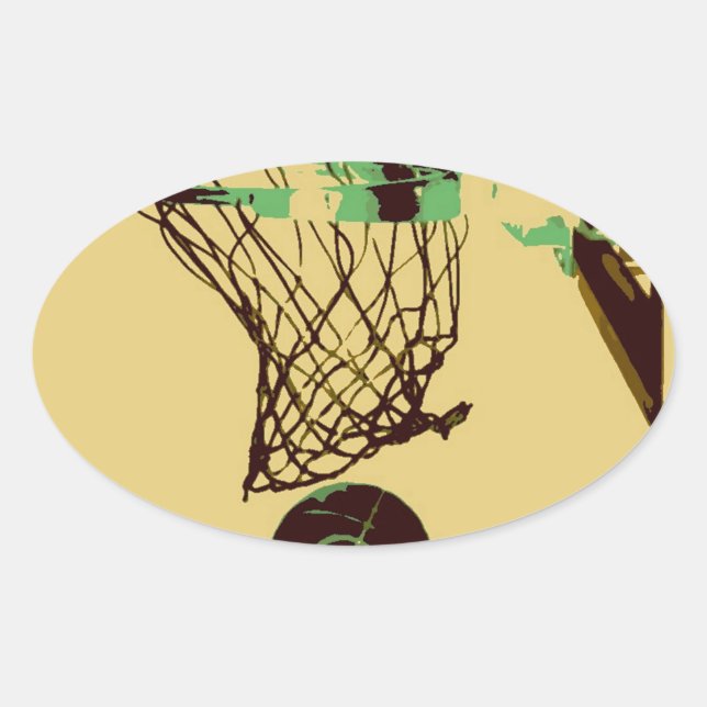 Pop Art Basketball Oval Sticker (Front)